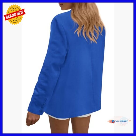 Long Sleeve Open Front Blazer Business Casual Office Work Jacket - Picture 4 of 6